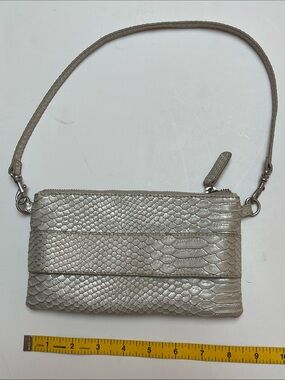 Devi Kroell for Target silver snakeskin print purse w/ removable shoulder strap